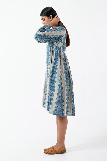 Block printed Wave Timeless Dress