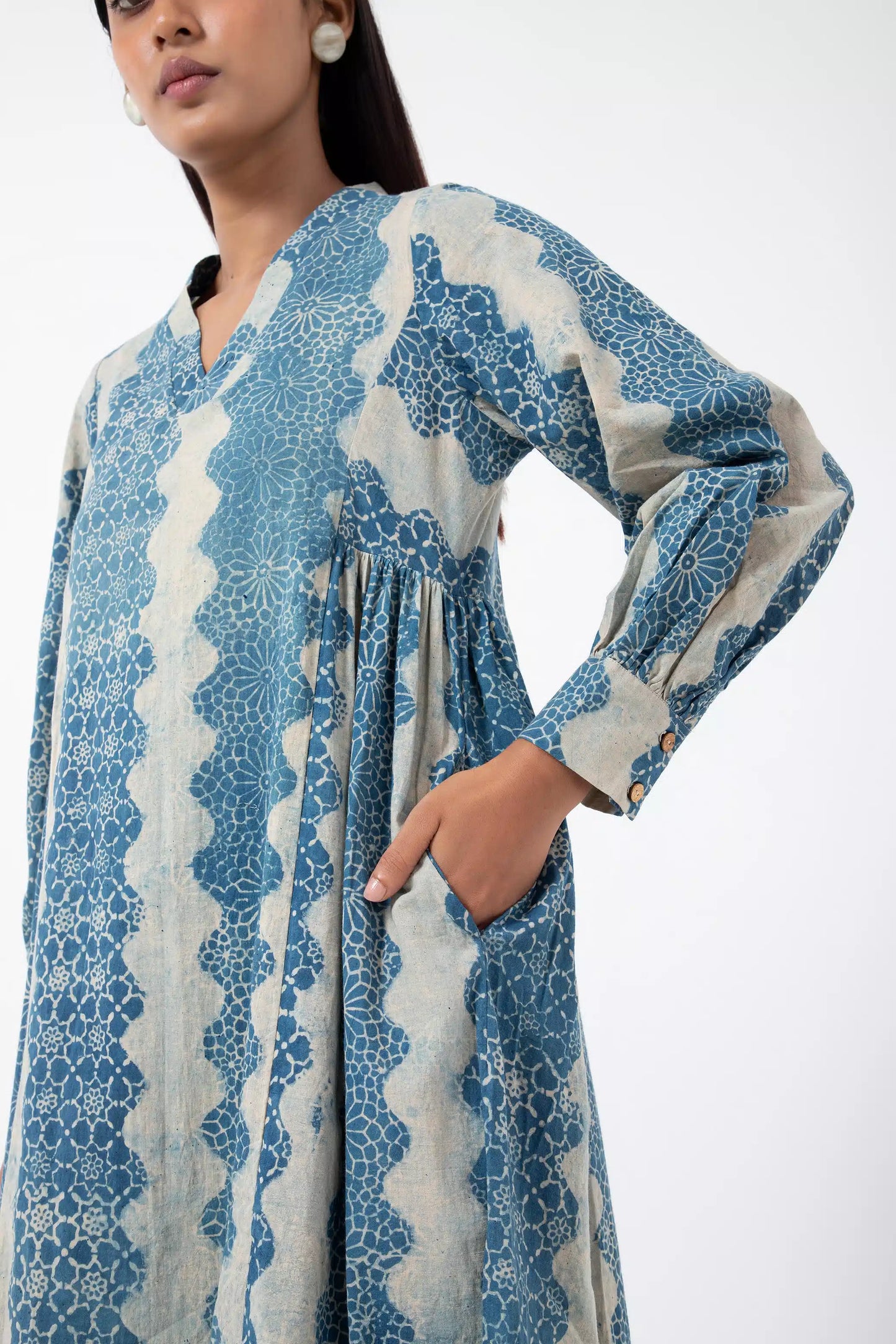 Block printed Wave Timeless Dress