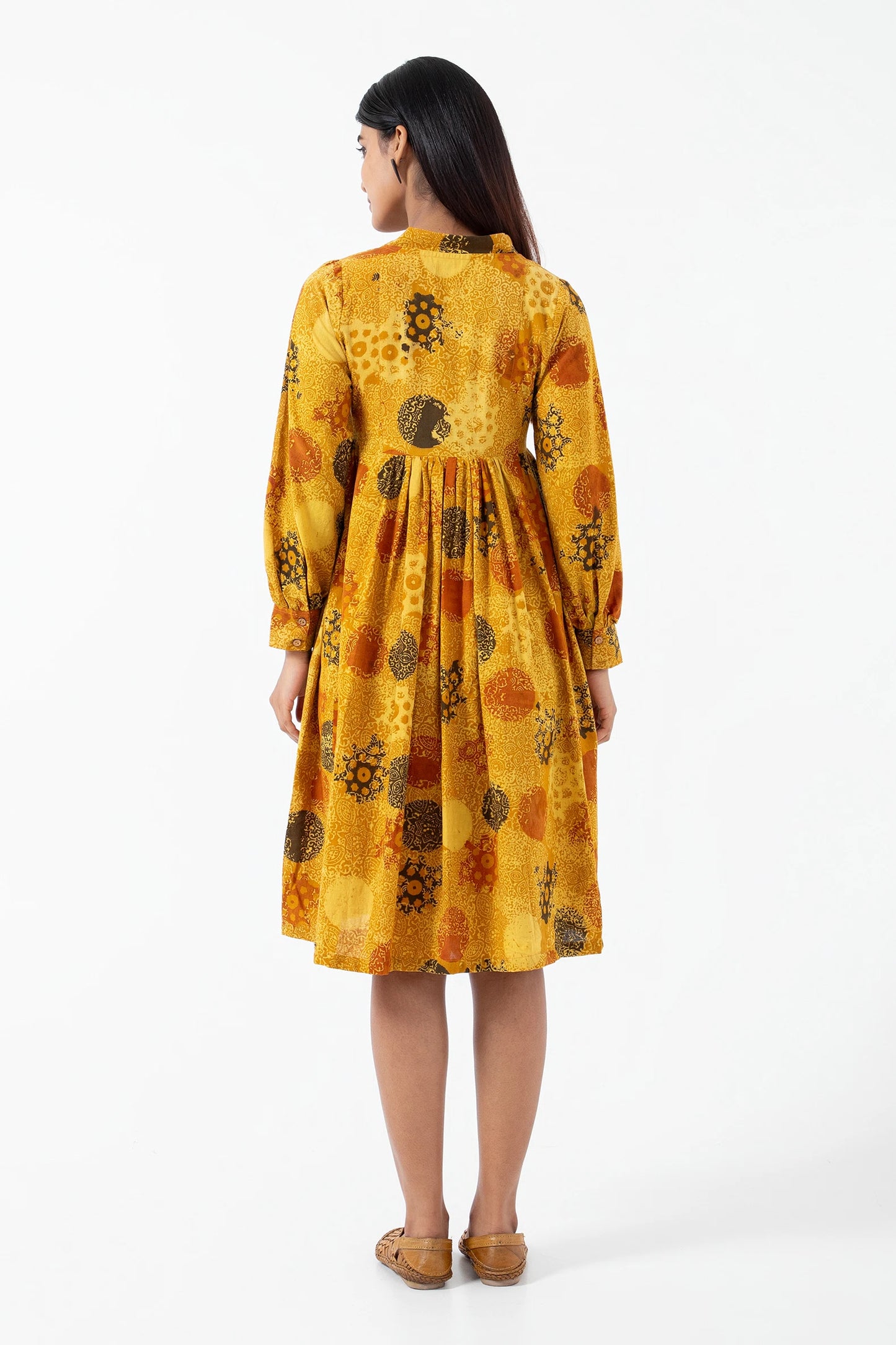 Block printed Sunshine Timeless Dress - Yellow