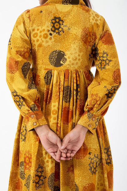 Block printed Sunshine Timeless Dress - Yellow