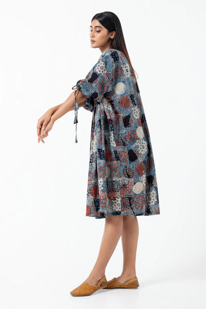 Block printed Indigo Anti-fit dress