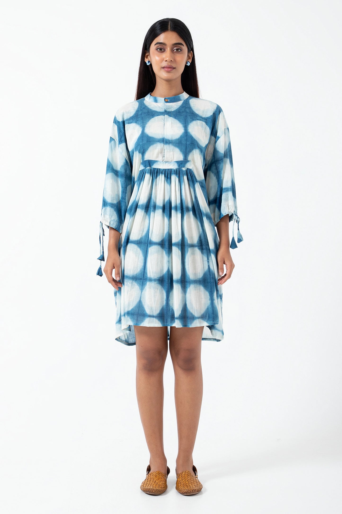 Clamp Dye Indigo Ombre Anti-fit dress