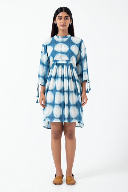 Clamp Dye Indigo Ombre Anti-fit dress