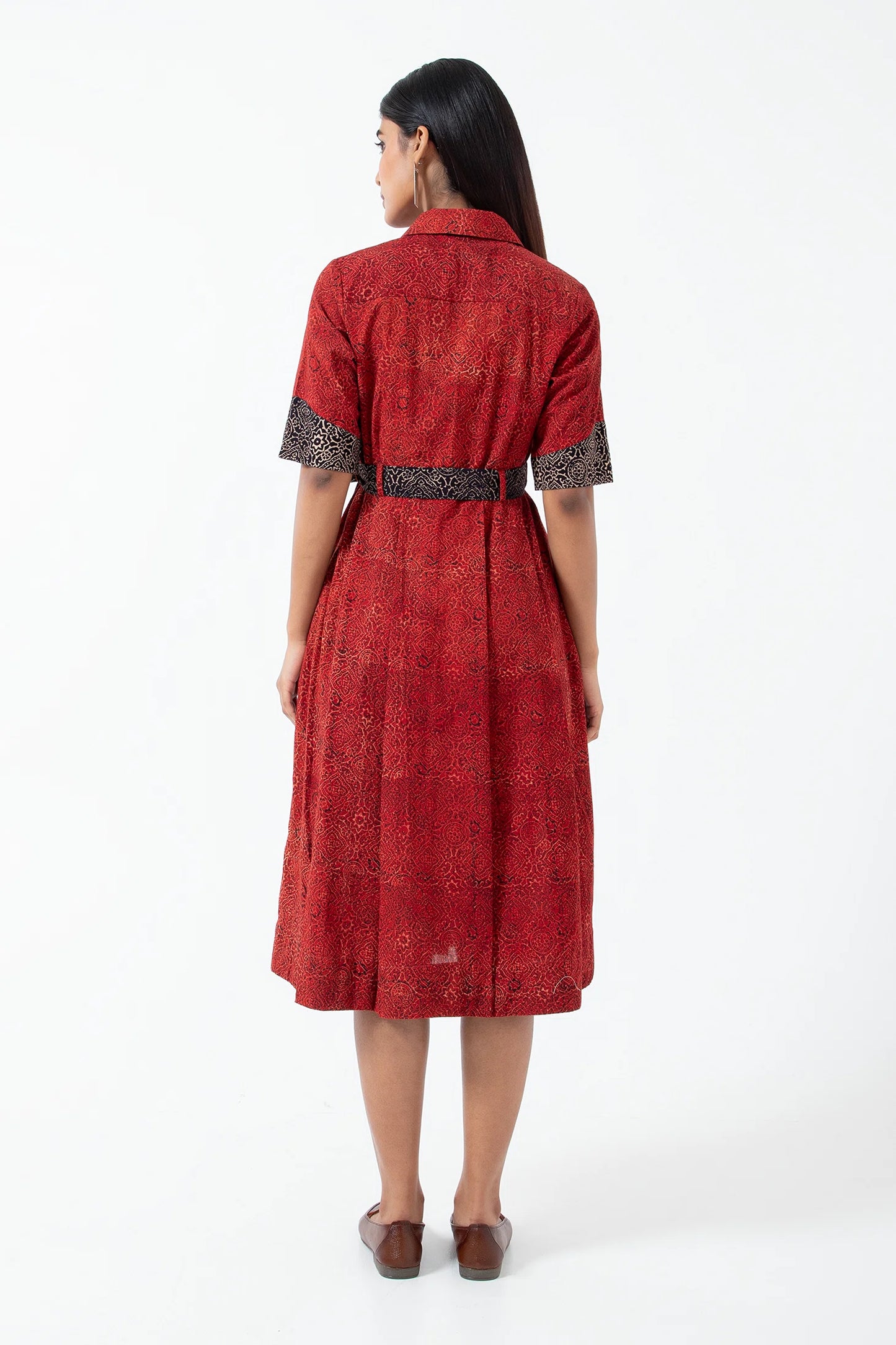 Block printed Red Silverlining Monday Dress