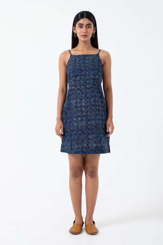 Block printed Brushstroked Summer Dress