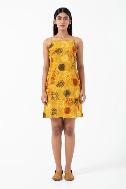 Block printed Sunshine Summer Dress - Yellow