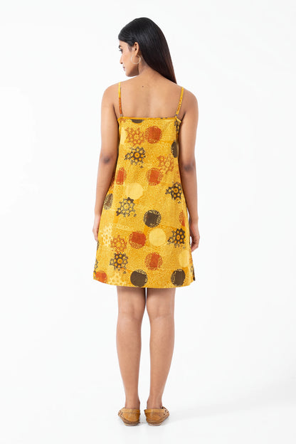 Block printed Sunshine Summer Dress - Yellow