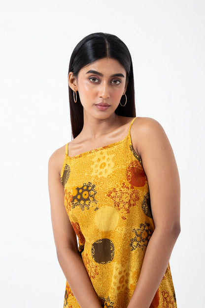 Block printed Sunshine Summer Dress - Yellow