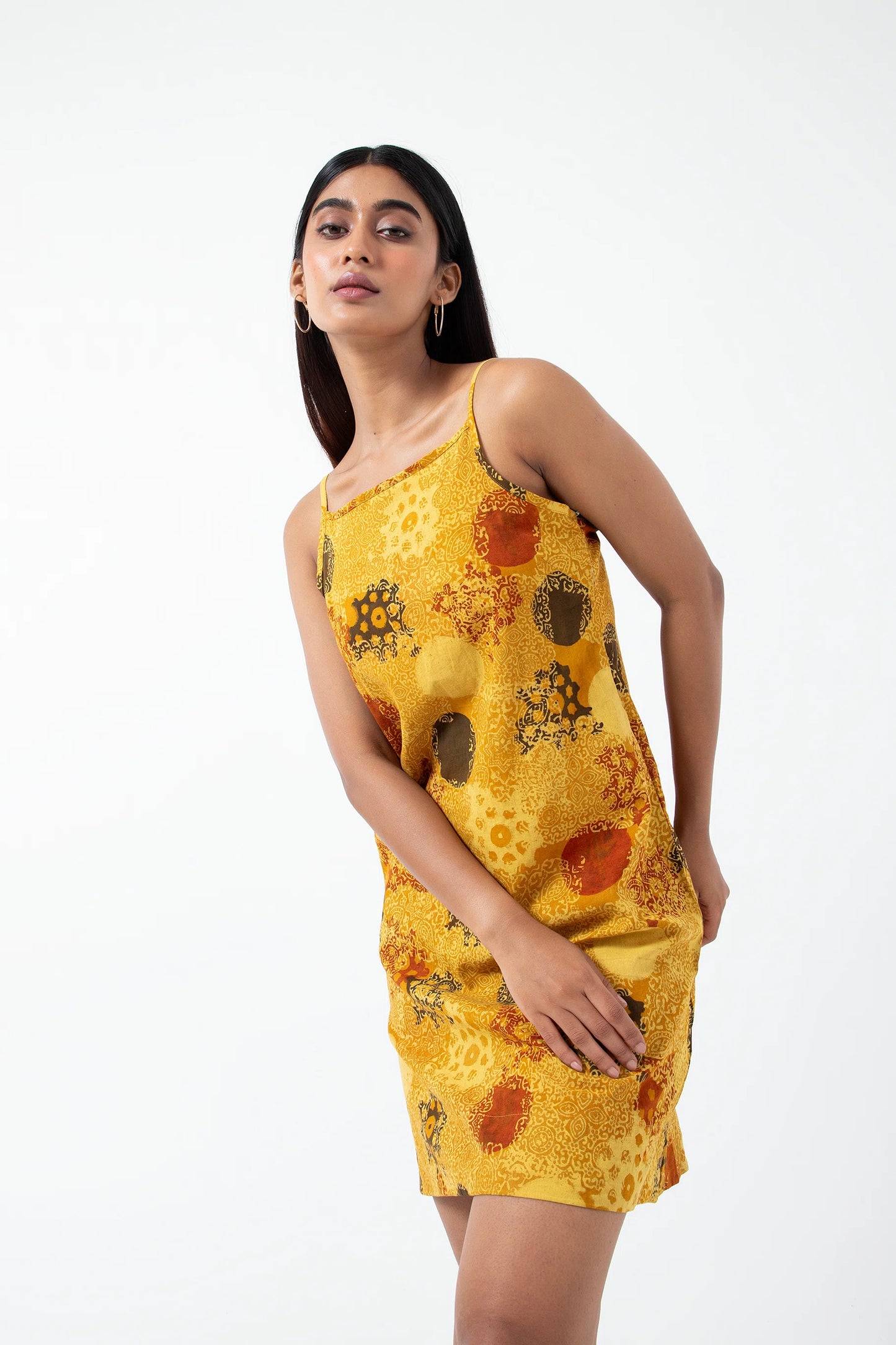 Block printed Sunshine Summer Dress - Yellow