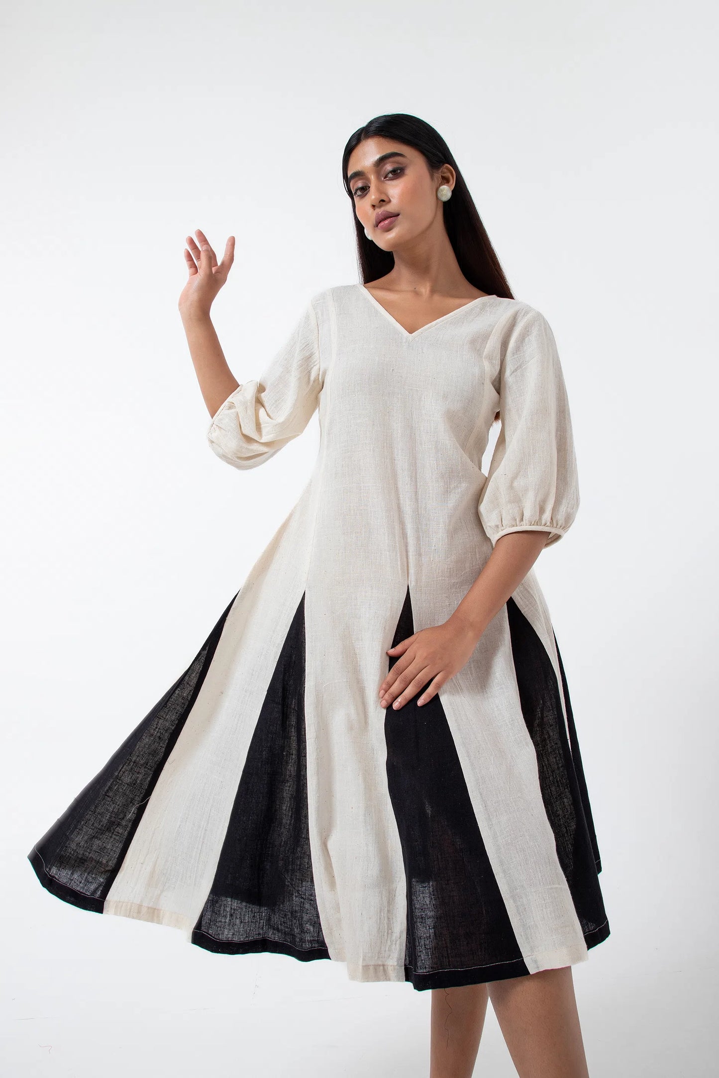 Kala Cotton Off-white Swirl Dress