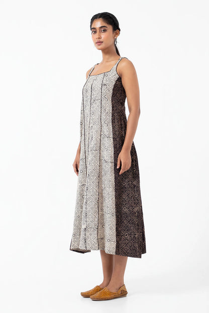 Block printed White Skyline Panel Dress