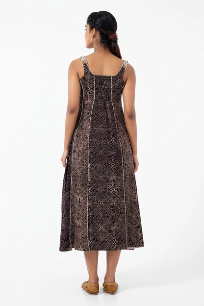 Block printed White Skyline Panel Dress