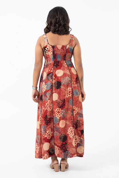 Block printed Alizarine Panel Dress